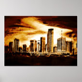 Miami Skyline Charcoal Poster (Vorne)