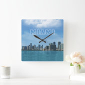 Miami Skyline Clock Quadratische Wanduhr (Zuhause)
