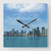 Miami Skyline Clock Quadratische Wanduhr (Vorderseite)