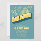 Miami Skyline Game On Football Party Einladung (Vorderseite)