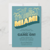 Miami Skyline Game On Football Party Einladung (Vorderseite)