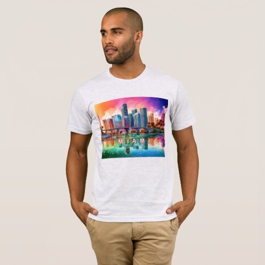 Miami Skyline Graffiti Art T-Shirt (Vorne ganz)