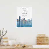 Miami Skyline Hochzeits-Willkommensschild Poster (Küche)