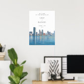 Miami Skyline Hochzeits-Willkommensschild Poster (Heimbüro)