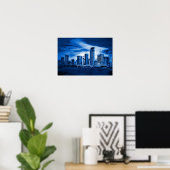 Miami Skyline in Blue Poster (Heimbüro)