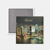 Miami Skyline in der Nacht Magnet (Vorderseite/Rückseite)