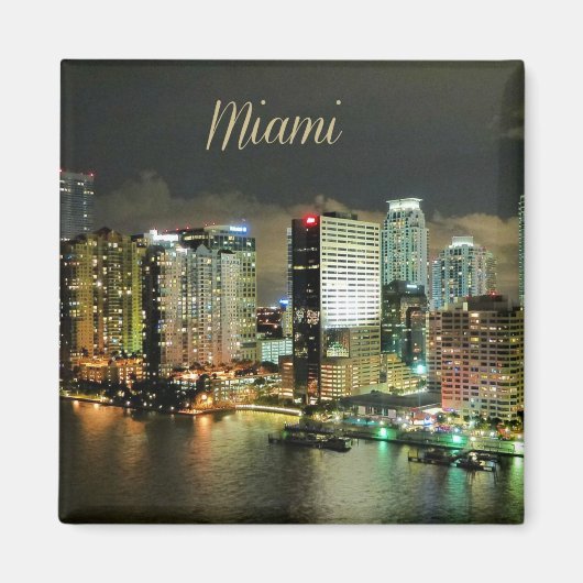 Miami Skyline in der Nacht Magnet (Vorne)