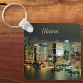 Miami Skyline in der Nacht Schlüsselanhänger (Vorderseite)