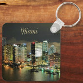 Miami Skyline in der Nacht Schlüsselanhänger (Rückseite)