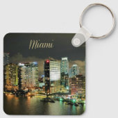 Miami Skyline in der Nacht Schlüsselanhänger (Rückseite)