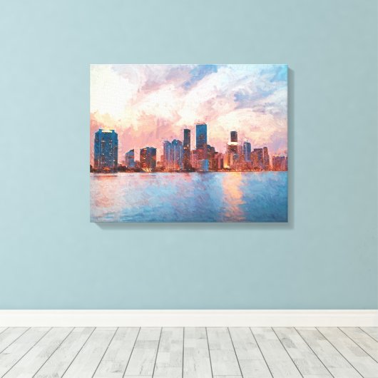 Miami Skyline Leinwanddruck (Insitu (Holzboden))