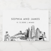 Miami Skyline Mini Schaumweinetikett (Einzelnes Label)
