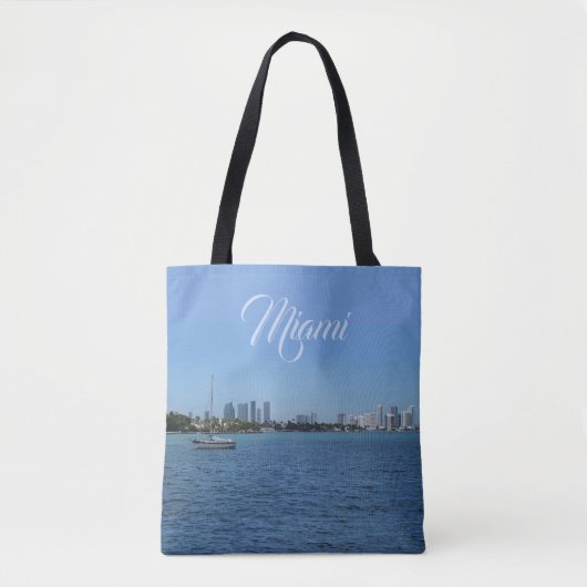 Miami Skyline (mit/aus anpassbarem Text) Tasche (Vorderseite)