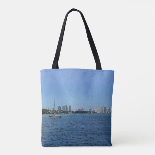 Miami Skyline (mit/aus anpassbarem Text) Tasche (Rückseite)