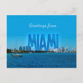 Miami Skyline mit individualisierbaren Grüßen Postkarte