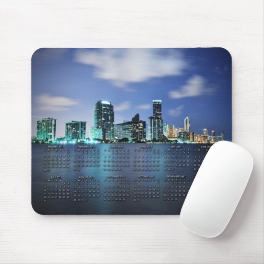 Miami-Skyline nachts mit Kalender 2011 Mousepad (Mit Mouse)
