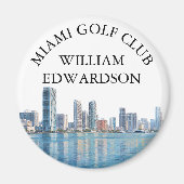 Miami Skyline Personalisierter Golfschläger Name Magnet (Vorne)