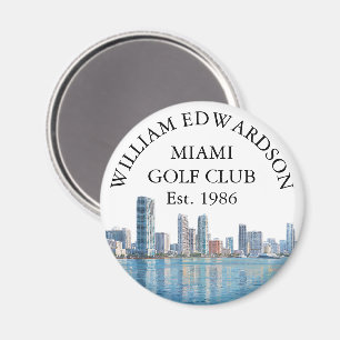 Miami Skyline Personalisierter Golfschläger Name Magnet