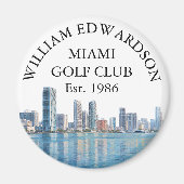 Miami Skyline Personalisierter Golfschläger Name Magnet (Vorne)