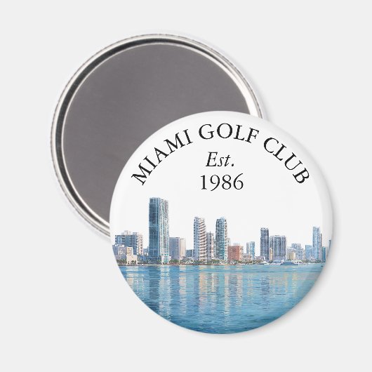 Miami-Skyline personalisierter Golfschlägername Magnet (Vorderseite/Rückseite)