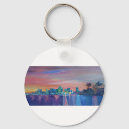 Miami Skyline Silhouette bei Sonnenuntergang in Fl Schlüsselanhänger