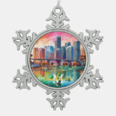 Miami Skyline Snowflake Weihnachtsschmuck Schneeflocken Zinn-Ornament (Vorderseite)