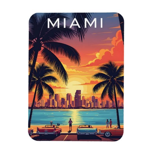 Miami-Skyline-Sonnenuntergang Magnet (Vertikal)