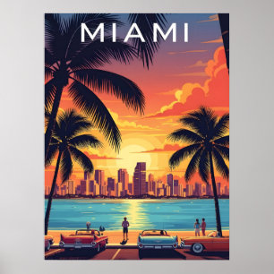 Miami-Skyline-Sonnenuntergang Poster