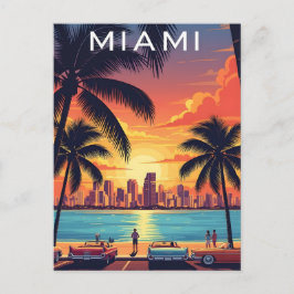Miami-Skyline-Sonnenuntergang Postkarte