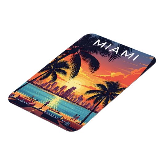 Miami Skyline Sunset Magnet (Linke Seite)