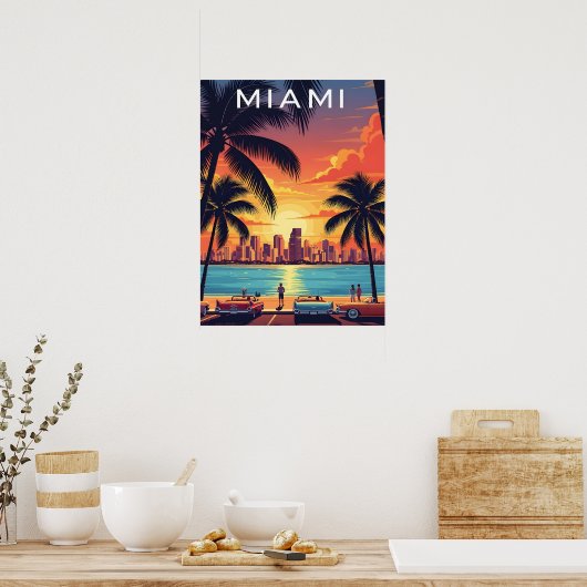 Miami Skyline Sunset Poster (Küche)