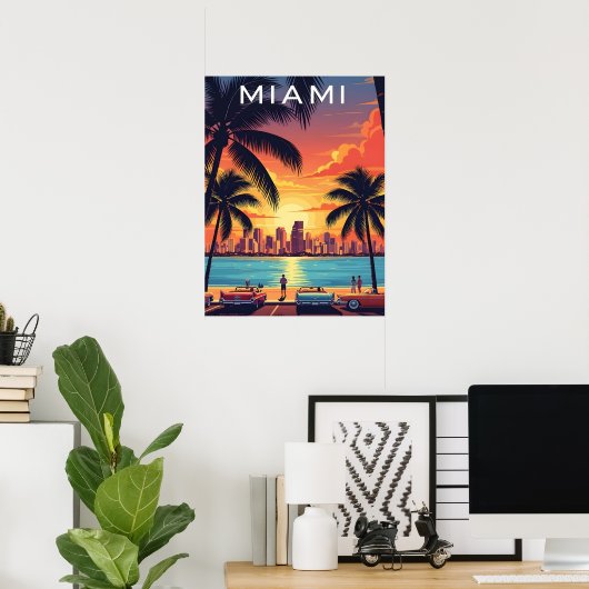 Miami Skyline Sunset Poster (Heimbüro)