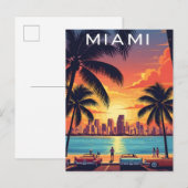 Miami Skyline Sunset Postkarte (Vorne/Hinten)