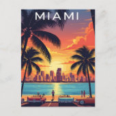Miami Skyline Sunset Postkarte (Vorderseite)