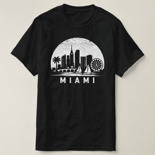 Miami Skyline Vintage Graphic Tee - Palm Trees  (Design vorne)