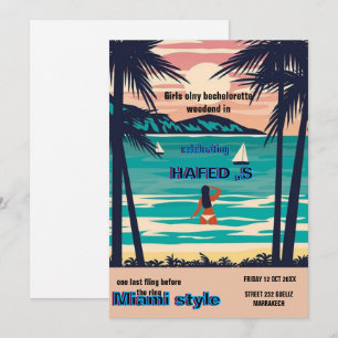 Miami-Sommer Mädchen-Wochenende-Junggesellinnenpar Einladung