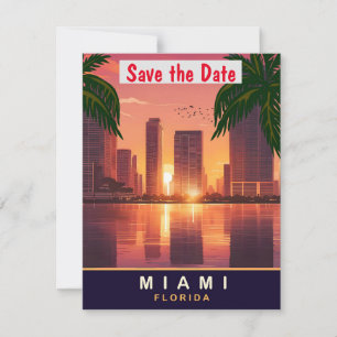Miami-Sonnenuntergang, Florida, Reise-Postkarte,  Save The Date
