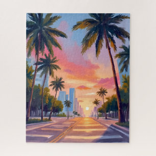 Miami-Sonnenuntergang Palmen Puzzle
