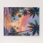 Miami-Sonnenuntergang Palmen Puzzle (Horizontal)