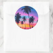 Miami Sonnenuntergang Runder Aufkleber (Tasche)