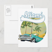 Miami-Sonnenuntergangs-Logo Postkarte (Vorne/Hinten)