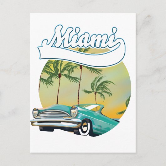 Miami-Sonnenuntergangs-Logo Postkarte (Vorderseite)