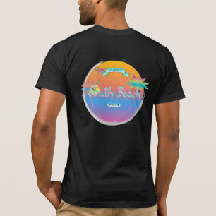 Miami-South Beach Florida, Cool Graphic Black T-Shirt
