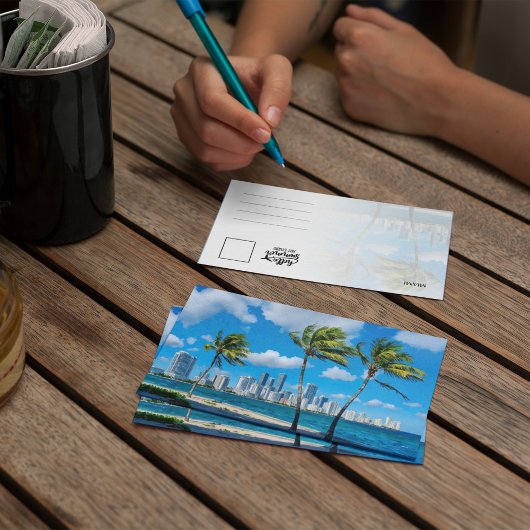 Miami South Beach Florida Wasserfarbe Postkarte