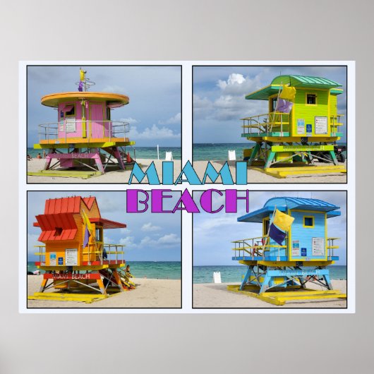 Miami South Beach Lifeguard Towers Poster (Vorne)