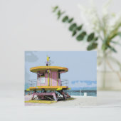 Miami South Beach Pink Lifeguard Tower Postkarte (Stehend Vorderseite)
