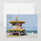 Miami South Beach Pink Lifeguard Tower Postkarte (Vorne/Hinten)