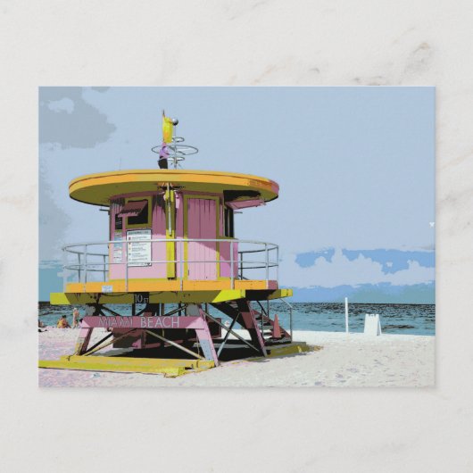 Miami South Beach Pink Lifeguard Tower Postkarte (Vorderseite)