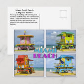Miami South Beach Rettungsschwimmer Türme Postkart Postkarte (Vorne/Hinten)