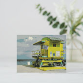 Miami South Beach Yellow Lifeguard Tower Postkarte (Stehend Vorderseite)